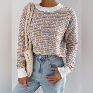 SHEIN MOOSTA Space Dye Colorful Drop Shoulder Sweater